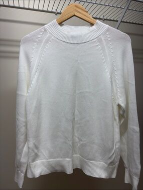 Quince White Crewneck Knit Sweater